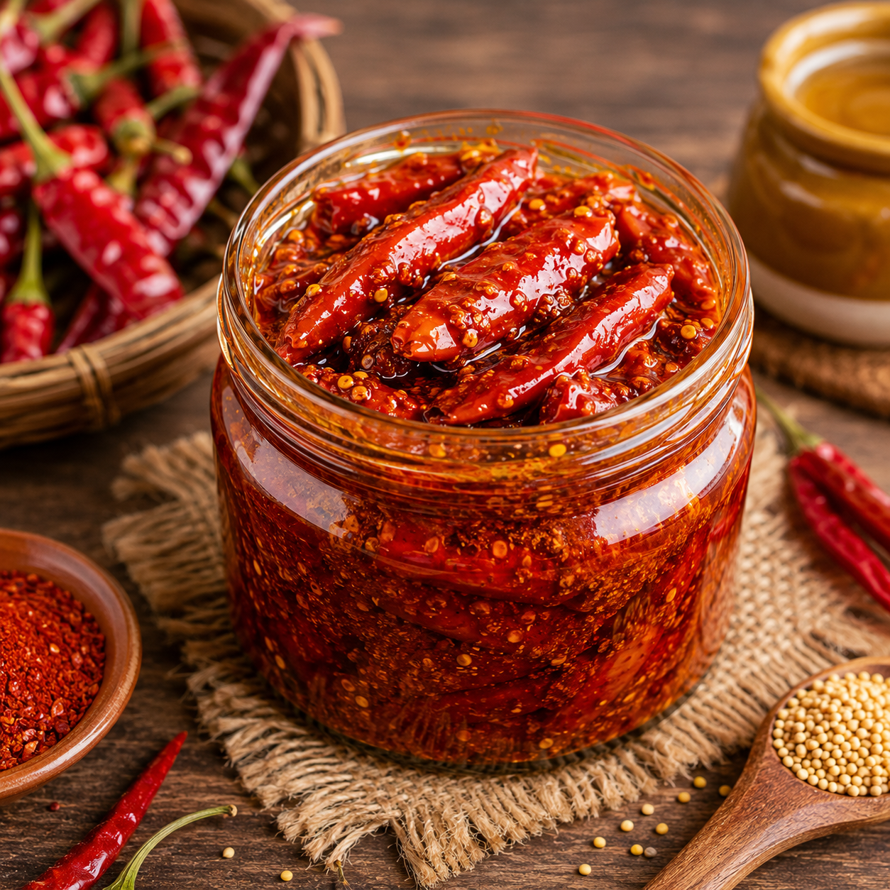 Banarasi Famous Red Chilli Pickle - Lal Mirch Achar, 100 Yr Old Shop, Stuffed, Mustard Oil