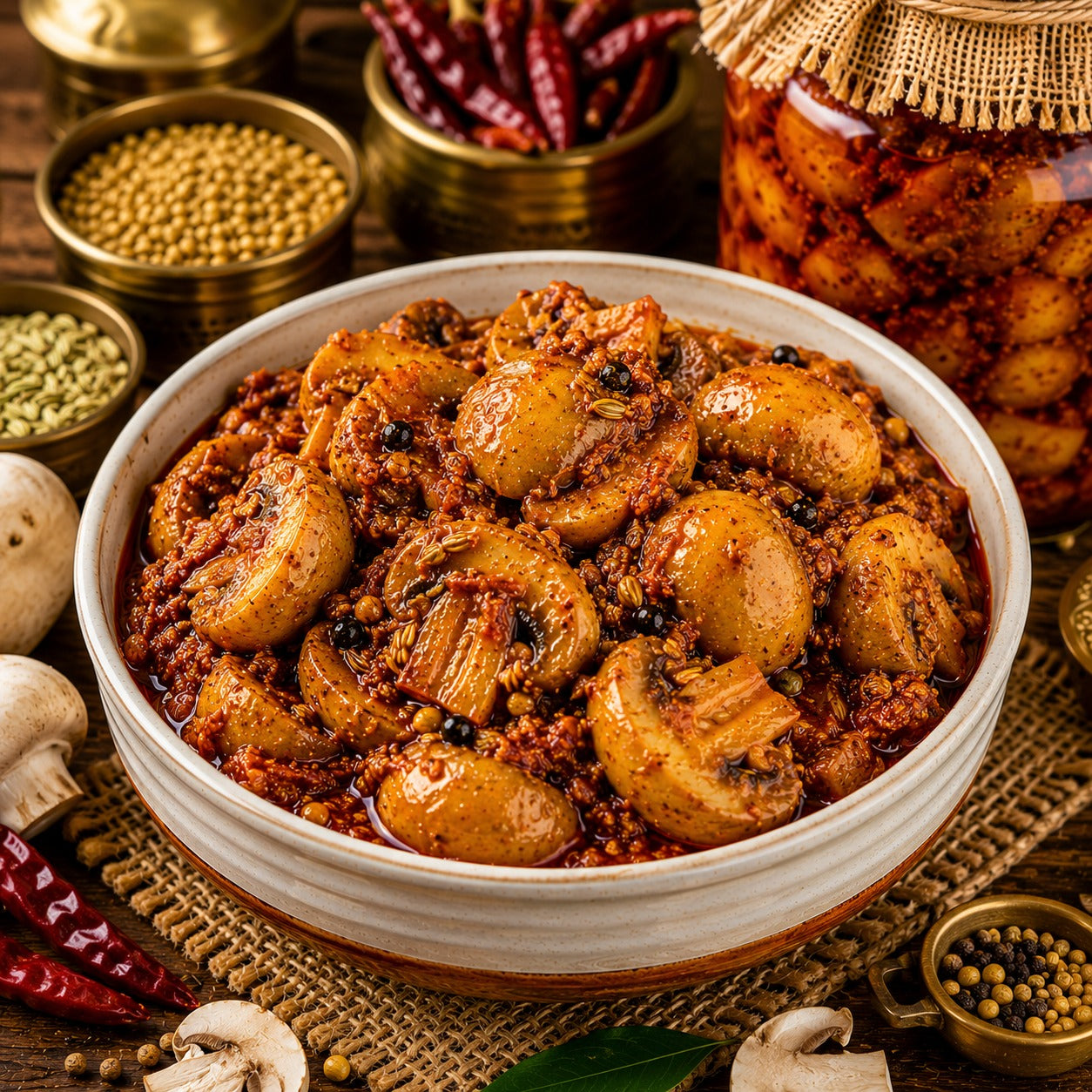 Banarasi Mushroom Achar | Traditional Spiced Mushroom Pickle | Homemade-Style Taste with Mustard Oil | 400g