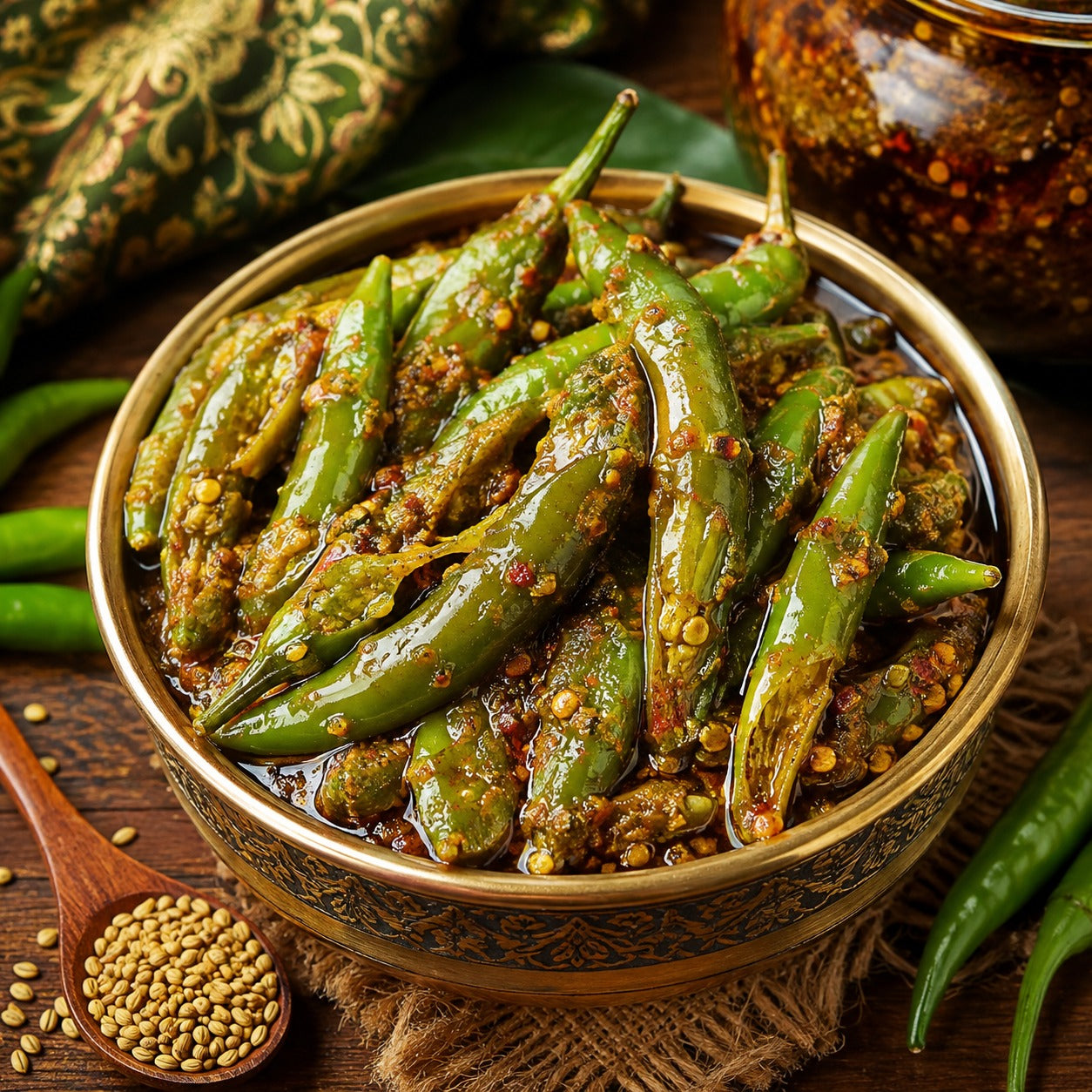Banarasi Hari Mirch Achar | Spiced Green Chilli Pickle Made with Mustard Oil | Authentic Homemade Flavour | 400g