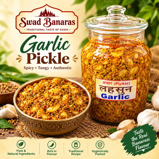 Banarasi Garlic Pickle | Traditional Spiced Lehsun Achar | Homemade-Style Taste with Mustard Oil | 500g
