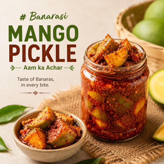 Banarasi Mango Pickle | Traditional Aam Ka Achar | Spicy & Tangy Mango Pickle | Authentic Homemade Taste with Mustard Oil | Perfect Pantry Essential | 400g | Pack of 1