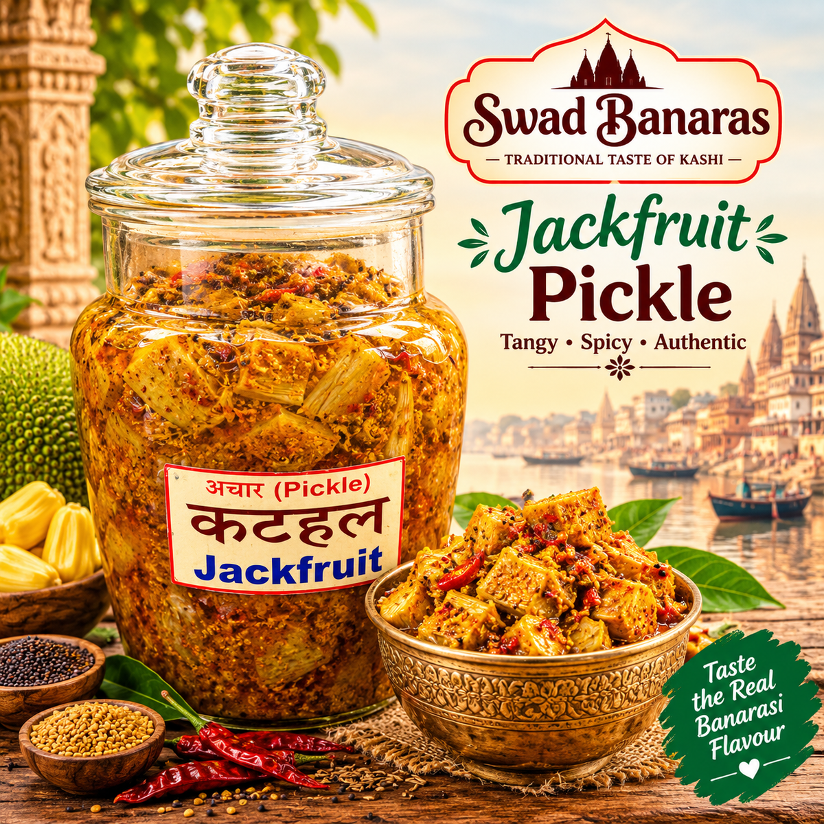 Banarasi Jackfruit Pickle | Traditional Spiced Kathal Achar | Homemade-Style Taste with Mustard Oil | 500g