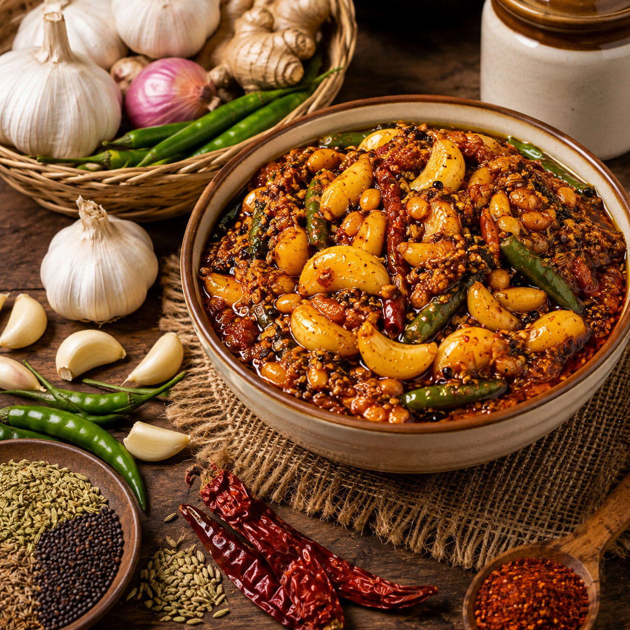 Banarasi Lehsun Mix Achar | Traditional Spiced Garlic Pickle | Homemade-Style Taste with Mustard Oil | 400g