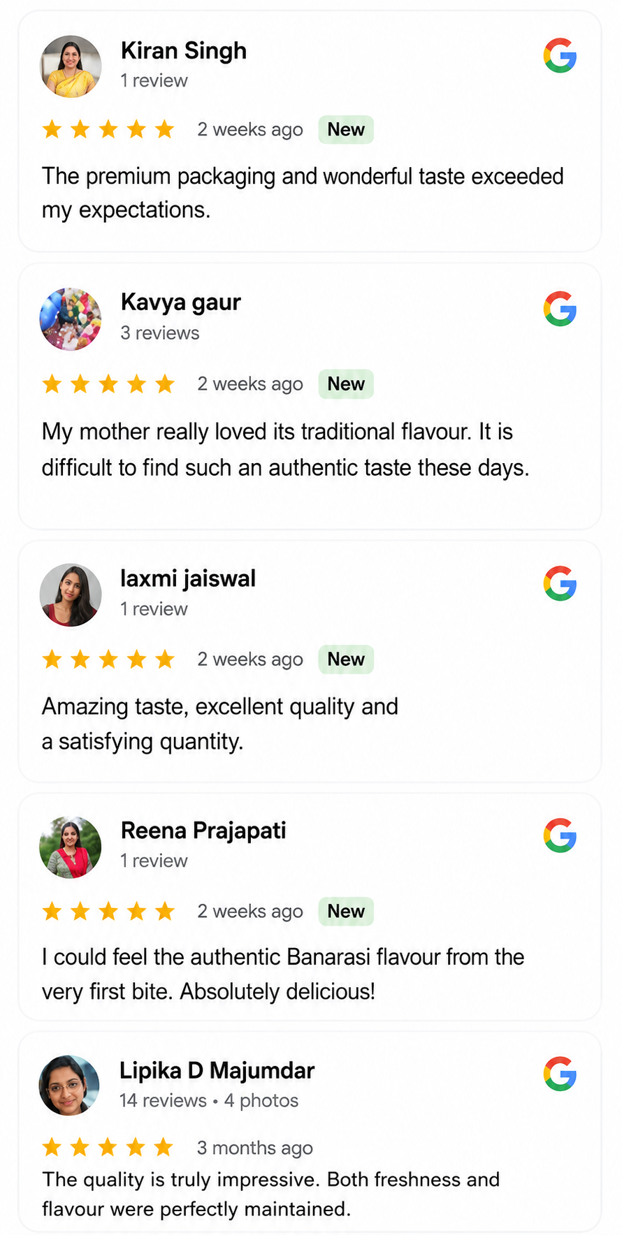 Customer Google reviews